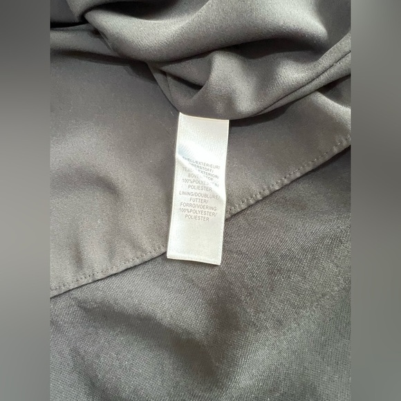 ADRIANNA PAPELL Womens Black sheer Lined Pull-on Draped Asymmetrical Hem Dress 4 - Picture 9 of 10